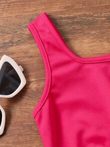 Girls Solid Tank Top & Letter Graphic Shorts - Multicolor - View 5