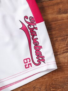 Girls Solid Tank Top & Letter Graphic Shorts - Multicolor - View 6