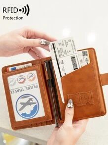 MIYIN Ví đựng hộ chiếu đa năng, ví du lịch mỏng, chống RFID, bao đựng thẻ, bảo vệ hộ chiếu, vật dụng thiết yếu khi đi du lịch có khe cắm thẻ tín dụng dành cho nam/nữ - màu nâu - Xem 3