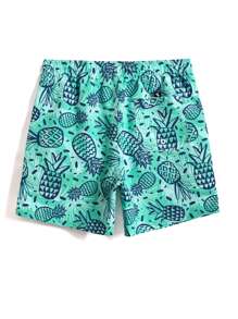 Manfinity Swimmode Men Allover Print Drawstring Waist Swim Trunks - Mint Green - View 4
