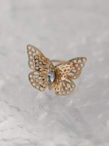 Hollow Out Butterfly Decor Ring - Yellow Gold - View 1