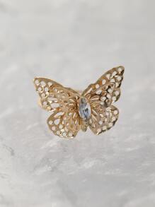 Hollow Out Butterfly Decor Ring - Yellow Gold - View 2