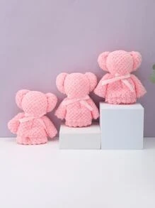 1pc Polyester Face Towel, Pink Facial Cleaning Cloth For Bathroom - Pink - View 1