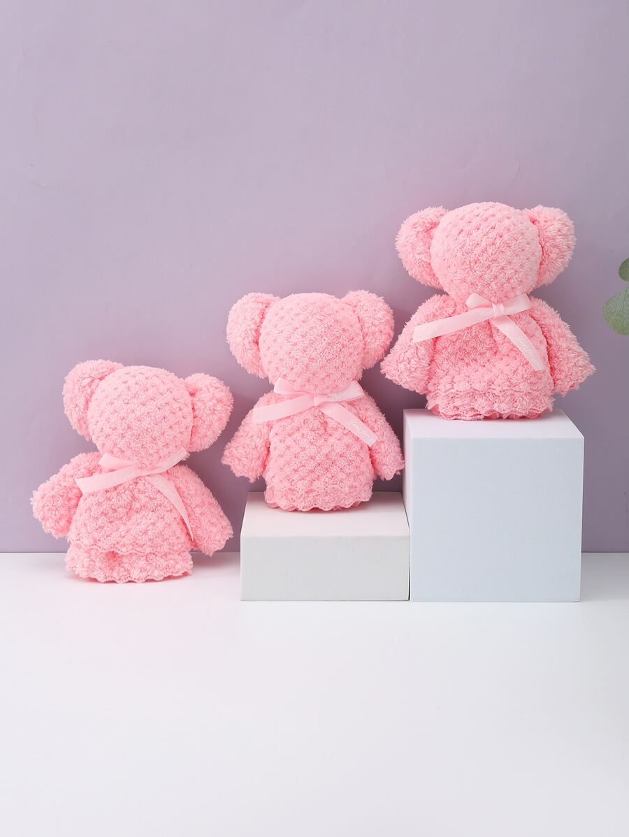 1pc Polyester Face Towel, Pink Facial Cleaning Cloth For Bathroom - Pink - View 1