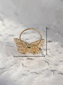 Hollow Out Butterfly Decor Ring - Yellow Gold - View 3