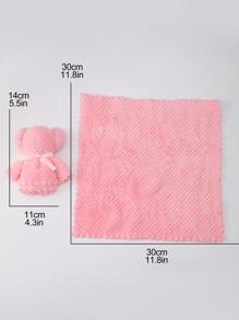 1pc Polyester Face Towel, Pink Facial Cleaning Cloth For Bathroom - Pink - View 3