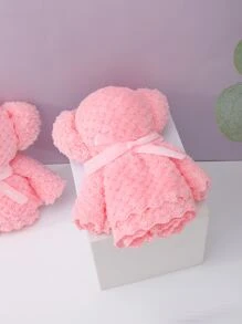 1pc Polyester Face Towel, Pink Facial Cleaning Cloth For Bathroom - Pink - View 4