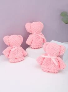 1pc Polyester Face Towel, Pink Facial Cleaning Cloth For Bathroom - Pink - View 5