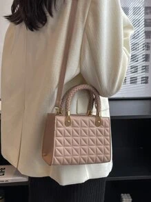 Túi đeo chéo Nữ Có thể điều chỉnh được Đôi tay cầm Thanh lịch - Màu Khaki - Xem 4