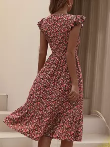 Breezaya Vestido con estampado floral bajo con fruncido - Multicolor - Ver 2