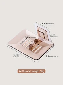 1pc Soap Rack No Drilling Wall Mounted Double Layer Soap Holder, Soap Sponge Dish Bathroom Accessories Soap Dish Self Adhesive - Multicolor - View 6