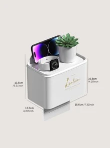 Hộp lưu trữ khăn giấy đồ họa khẩu hiệu 1pc - trắng - Xem 2