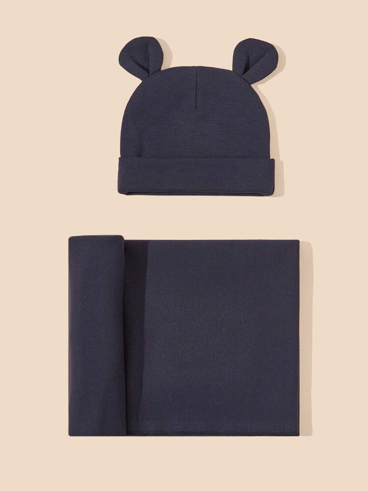 Baby oor decoratie muts & inbakerdeken Liefde Valentijn - Donker blauw - Bekijken 1