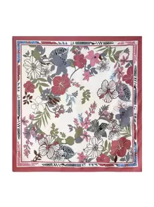 1入花卉印花90cm斜紋圍巾，女士大手帕仿真絲頸巾，適用於裝飾頭巾，髮箍，頭帶，裝扮你的造型 - 彩色 - 查看 2