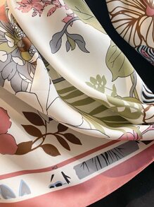 1入花卉印花90cm斜紋圍巾，女士大手帕仿真絲頸巾，適用於裝飾頭巾，髮箍，頭帶，裝扮你的造型 - 彩色 - 查看 4