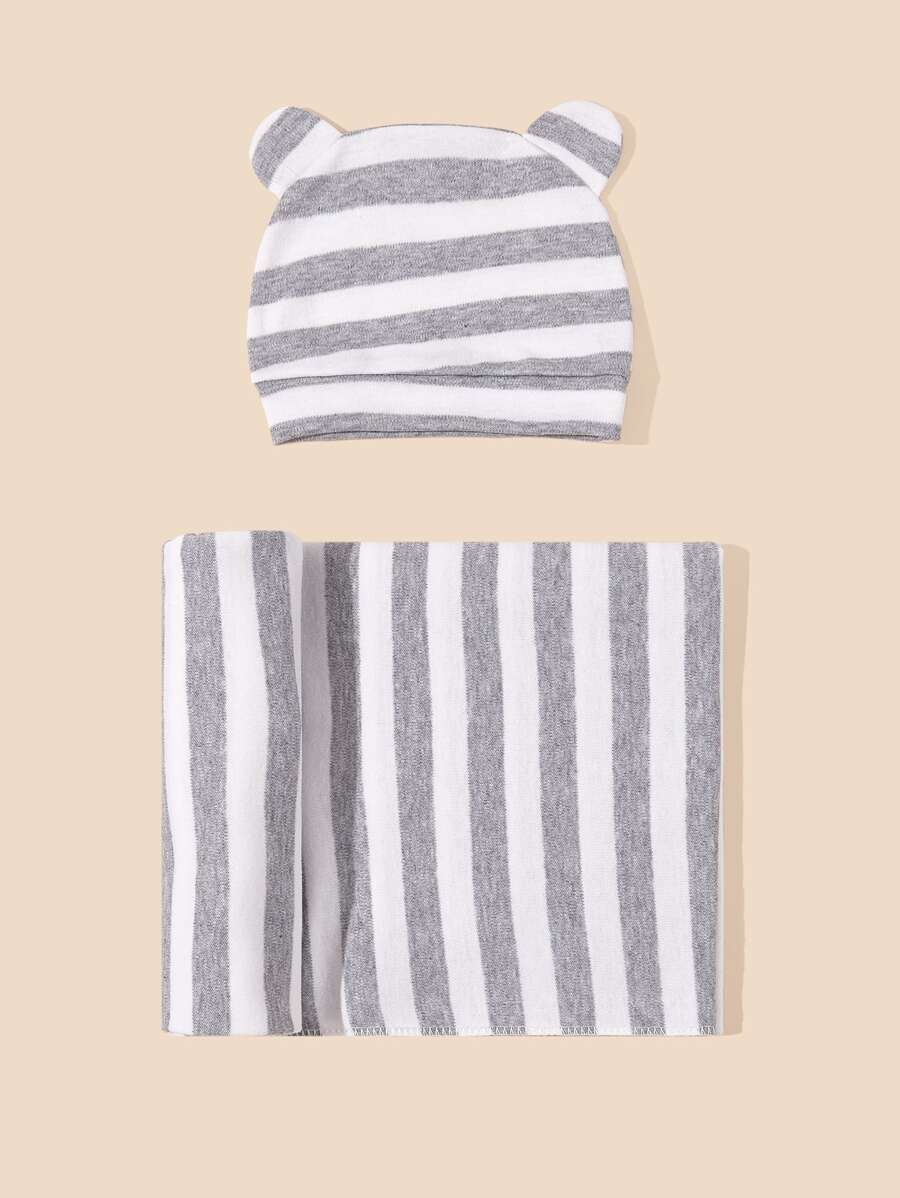 1 Pieza Conjunto De Manta Envolvente Para Bebé Con Gorro - Multicolor - Ver 1