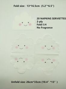 20pcs Cloud Shaped Disposable Napkin - White - View 6