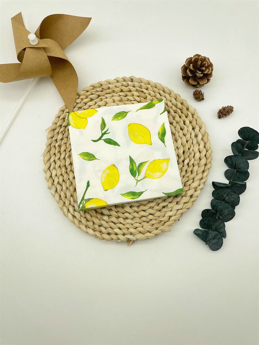 20入組檸檬圖案一次性餐巾