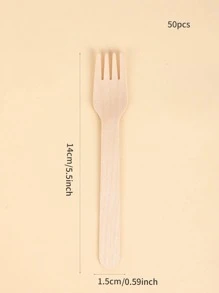 50支一次性木叉 - 卡其色 - 查看 3