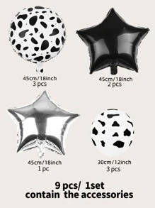 9 piezas con patrón de vaca en forma de estrella globo