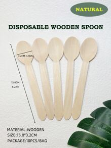 10入組木頭一次性湯匙