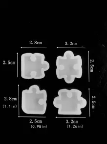 4 piezas Molde de silicona en forma de rompecabezas para manualidades DIY - Blanco - Ver 3