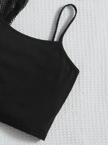 SHEIN 女孩吊帶上衣和字母圖案網紗上衣和鐳射短褲 - 彩色 - 查看 3