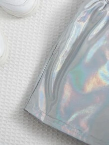 SHEIN 女孩吊帶上衣和字母圖案網紗上衣和鐳射短褲 - 彩色 - 查看 5