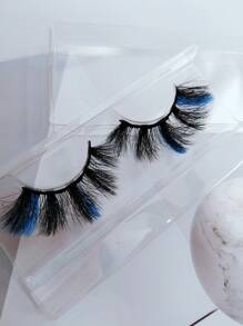1 Pair Colored False Eyelashes, Blue, 25mm, Thick & Soft, Reusable, Suitable For Holidays And Party Makeup - Multicolor - View 5