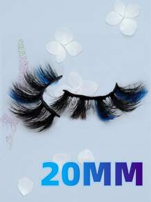 1 Pair Colored False Eyelashes, Blue, 25mm, Thick & Soft, Reusable, Suitable For Holidays And Party Makeup - Multicolor - View 6