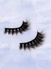 Asiteo 1 Pair 5D Natural Full False Lashes Natural Long Effect Wispy Daily Eyelash Extension Cruelty Free Lash - Black - View 4