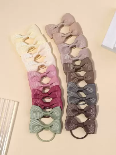 bilicaca 20pcs Toddler Girls Bow Decor Hair Tie