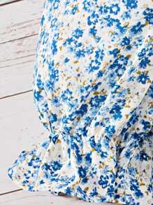 SHEIN 女孩碎花泡泡袖襯衫 - 彩色 - 查看 4