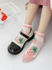 5pairs Toddler Girls Flower Print Ankle Socks - Multicolor - View 2