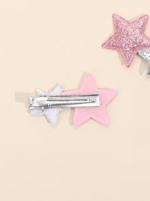 2pcs/Pack Girls Glitter Star Hair Clips - Multicolor - View 2