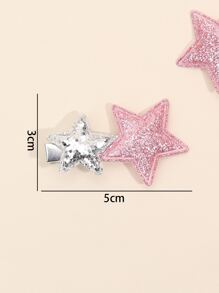 2pcs/Pack Girls Glitter Star Hair Clips - Multicolor - View 4