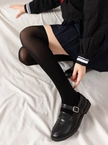 2 đôi vớ trẻ em chắc chắn trên đầu gối - Đen và trắng - Xem 4