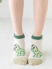 5 Pairs Kids Graffiti Cartoon Dinosaur Mesh Ankle Socks - Multicolor - View 2