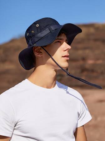 男士織帶拼接漁夫帽