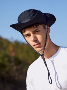 Men Contrast Tape Bucket Hat - Navy Blue - View 4