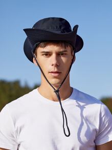 Men Contrast Tape Bucket Hat - Navy Blue - View 7