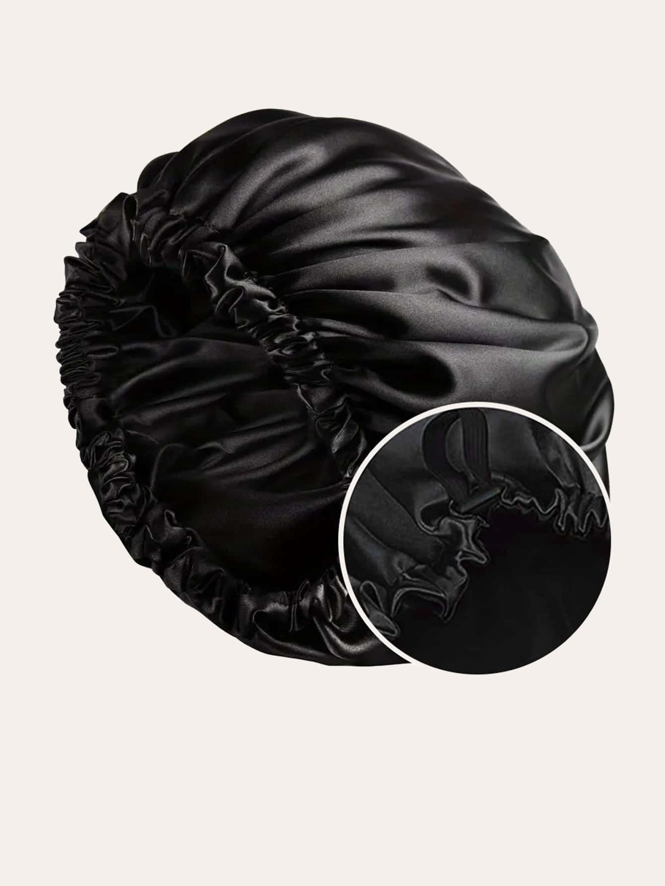 Awegeo 1件装女士纯色双层缎面睡帽，可调节抽绳和纽扣，时尚睡帽，适合日常佩戴，保护并造型头发