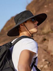 Men Drawstring Design Bucket Hat - Black - View 3