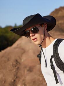 Men Drawstring Design Bucket Hat - Black - View 4