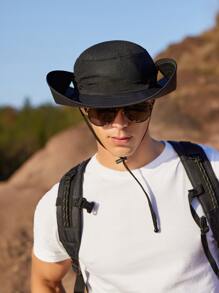 Men Drawstring Design Bucket Hat - Black - View 5