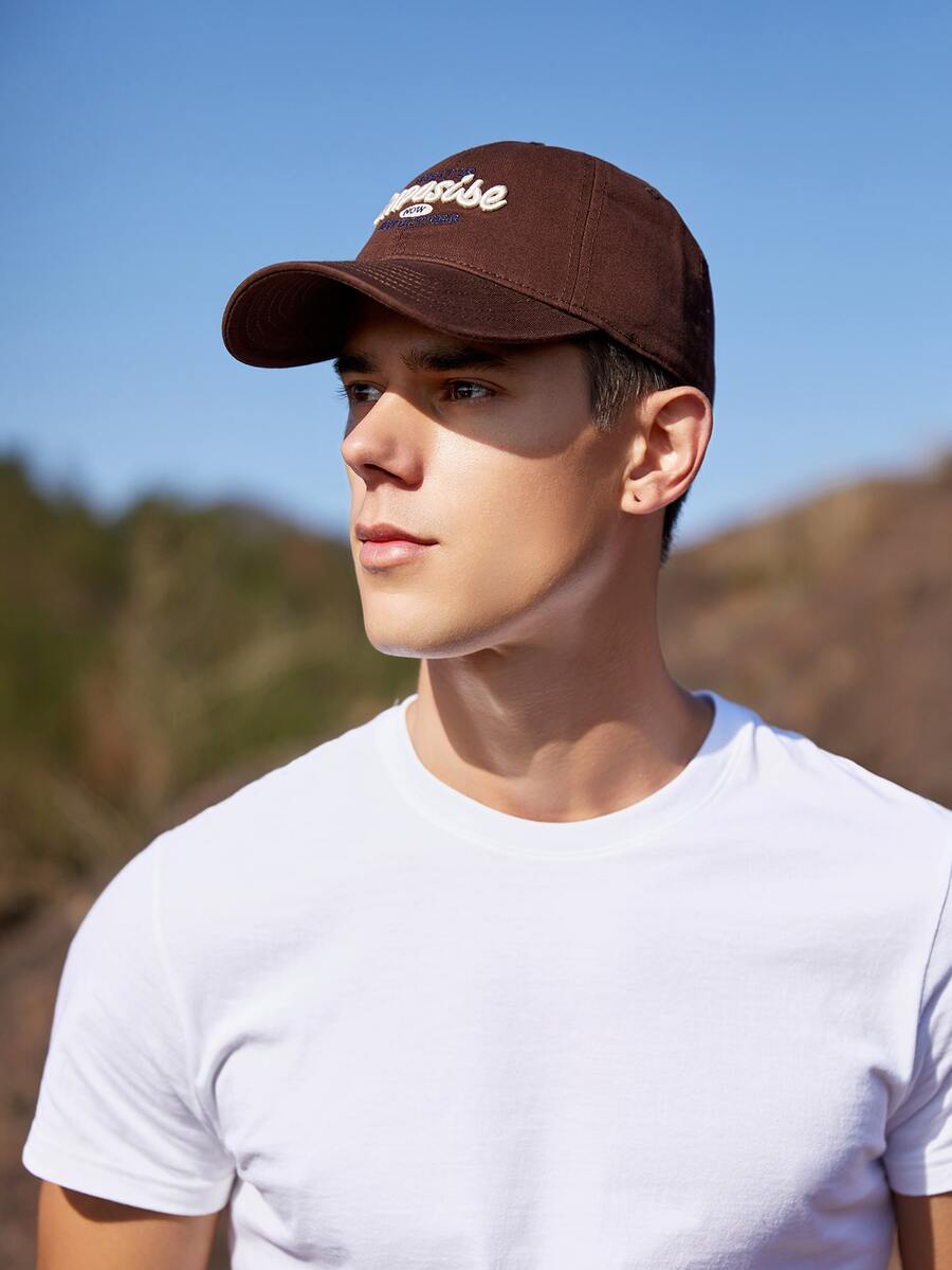 男士字母刺繡棒球帽 - 棕色 - 查看 1