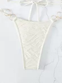 Bộ Bikini đi biển mùa hè có dây buộc dây hình tam giác - Màu be - Xem 6