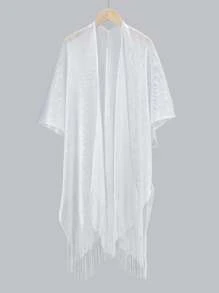 Chal ribete con fleco - Blanco - Ver 1