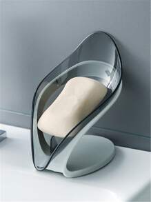 1pc Plastic Random Color Soap Dish, Creative Leaf Design Soap Dish Holder For Bathroom - Multicolor - View 2