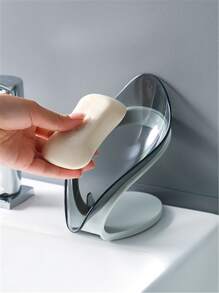 1pc Plastic Random Color Soap Dish, Creative Leaf Design Soap Dish Holder For Bathroom - Multicolor - View 3